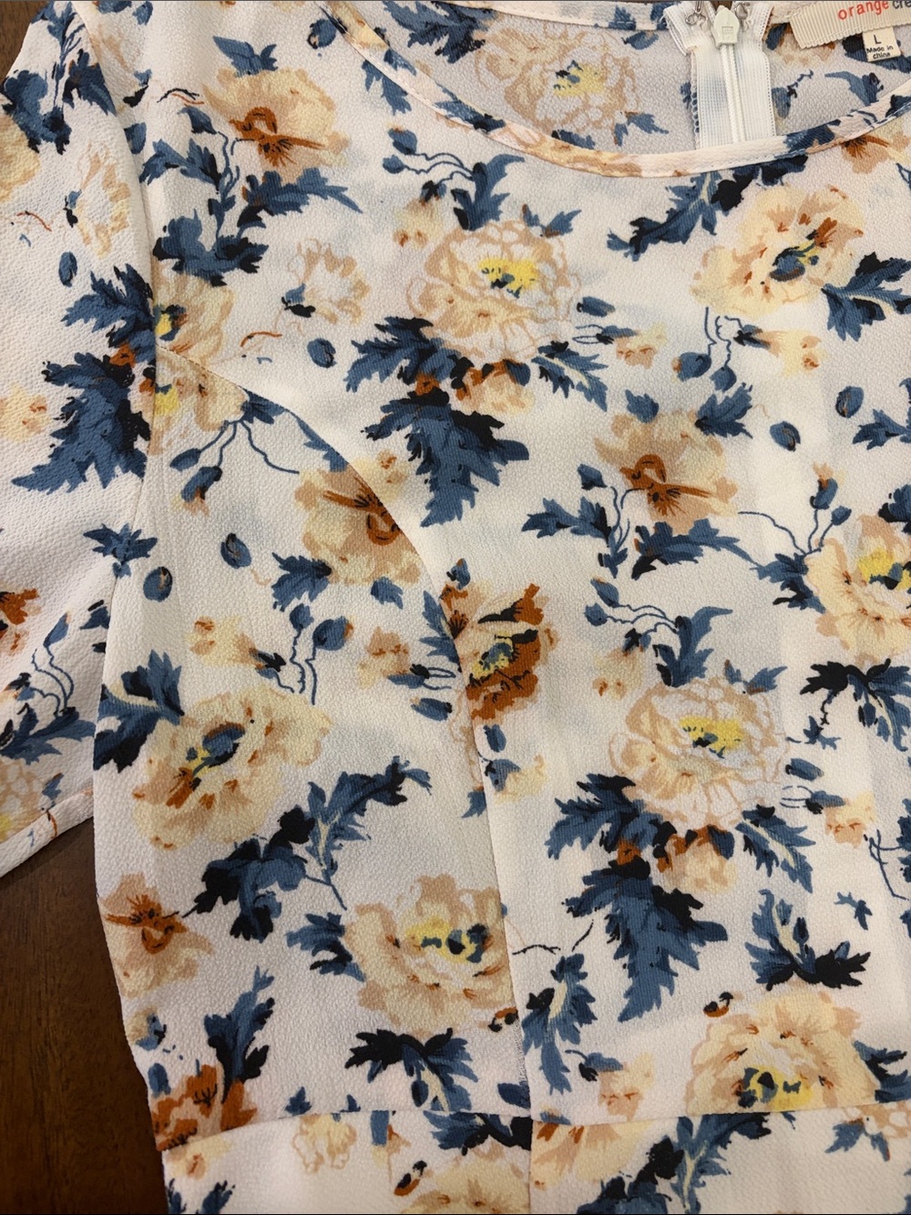 orange creek Cream Maxi Dress with Blue and Brown Floral Print - Picture 5 of 8